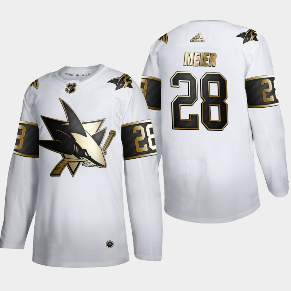 San Jose Sharks #28 Timo Meier Men Adidas White Golden Edition Limited Stitched NHL Jersey